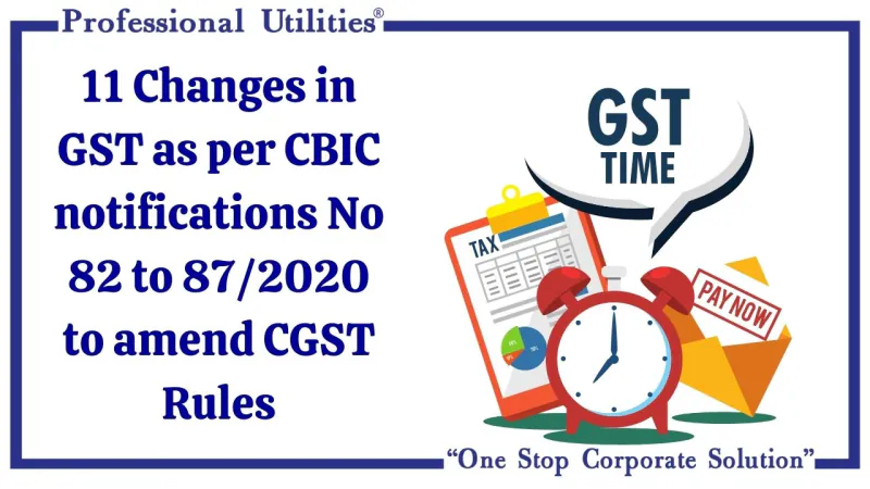 11 Changes in GST as per CBIC notifications No 82 to 87/2020 to amend CGST Rules