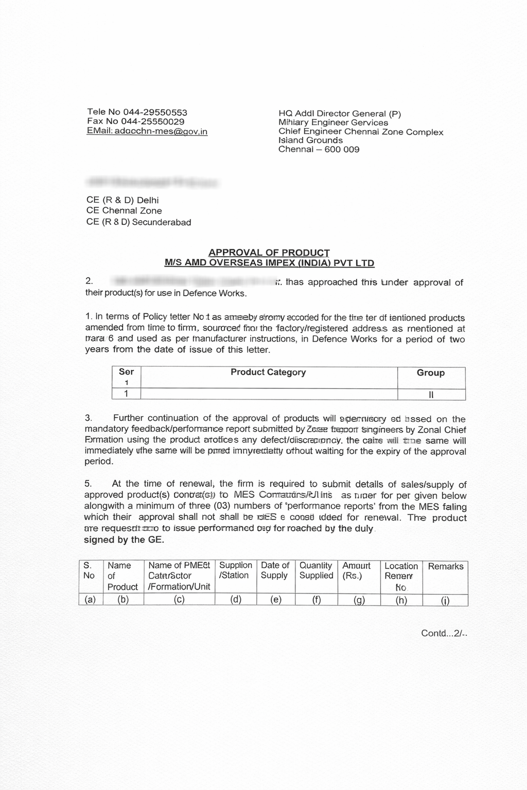 MES Registration Certificate [Sample]