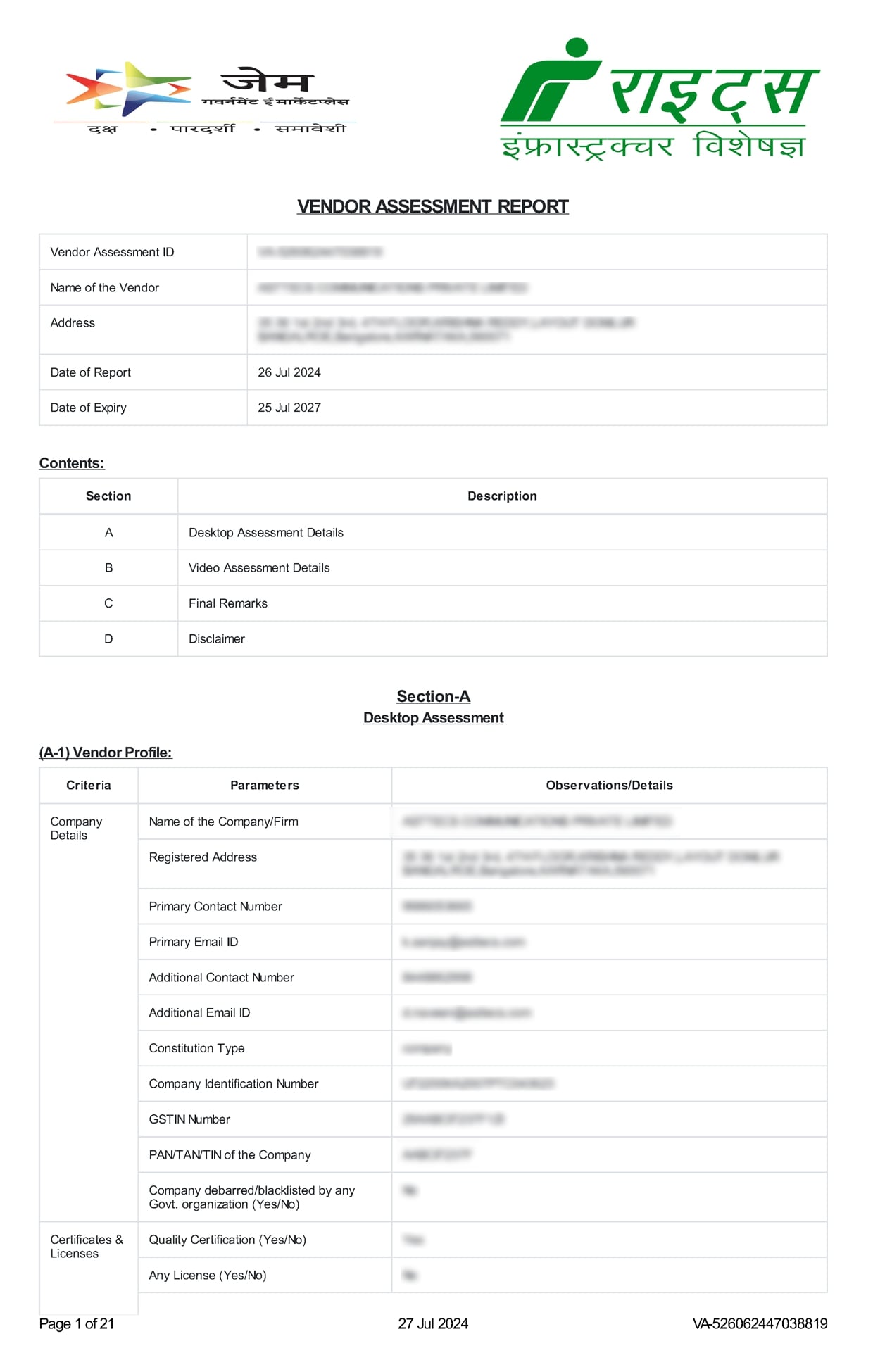 GeM Vendor Assessment Report 