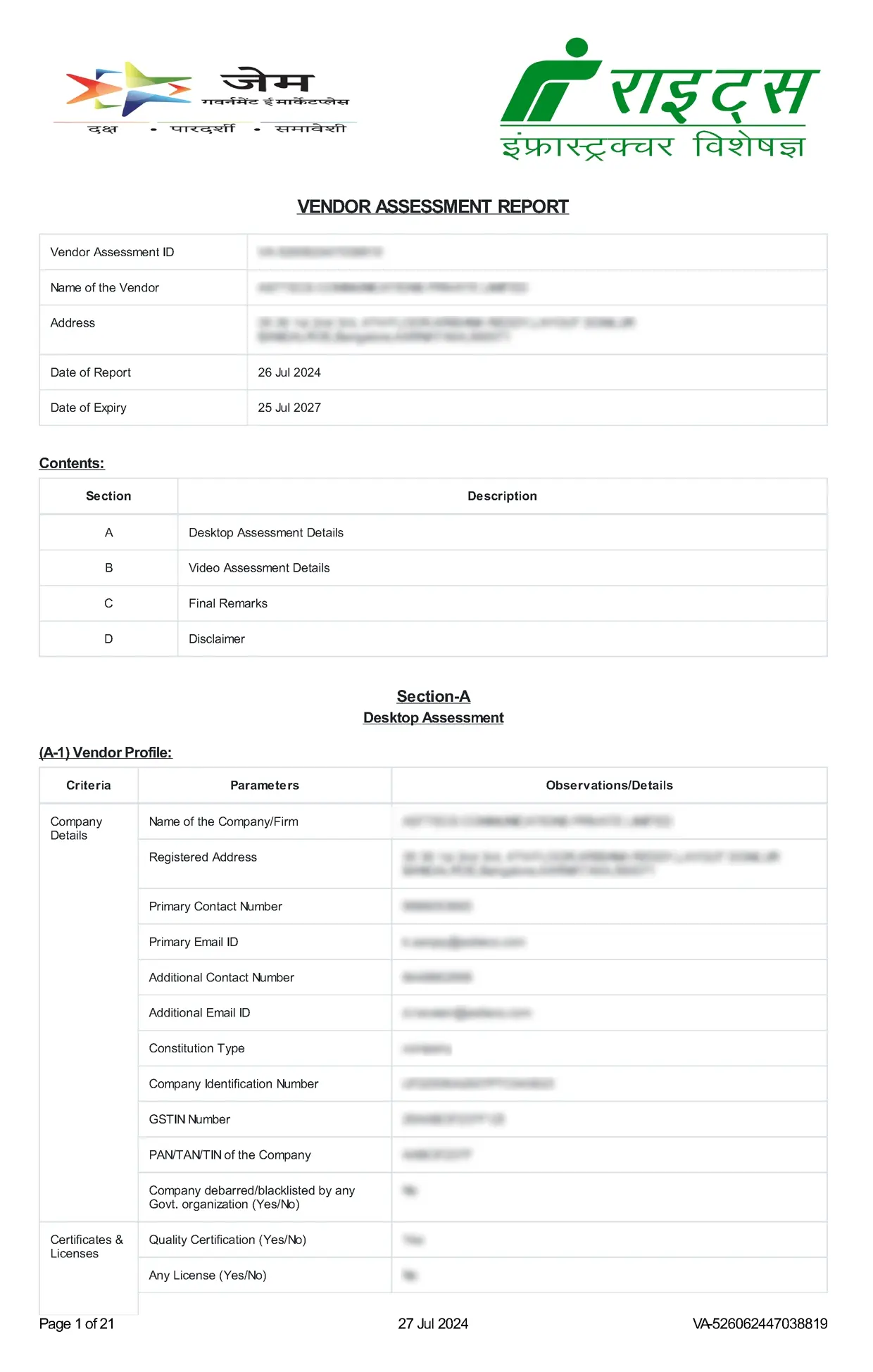 GeM Vendor Assessment Report 
