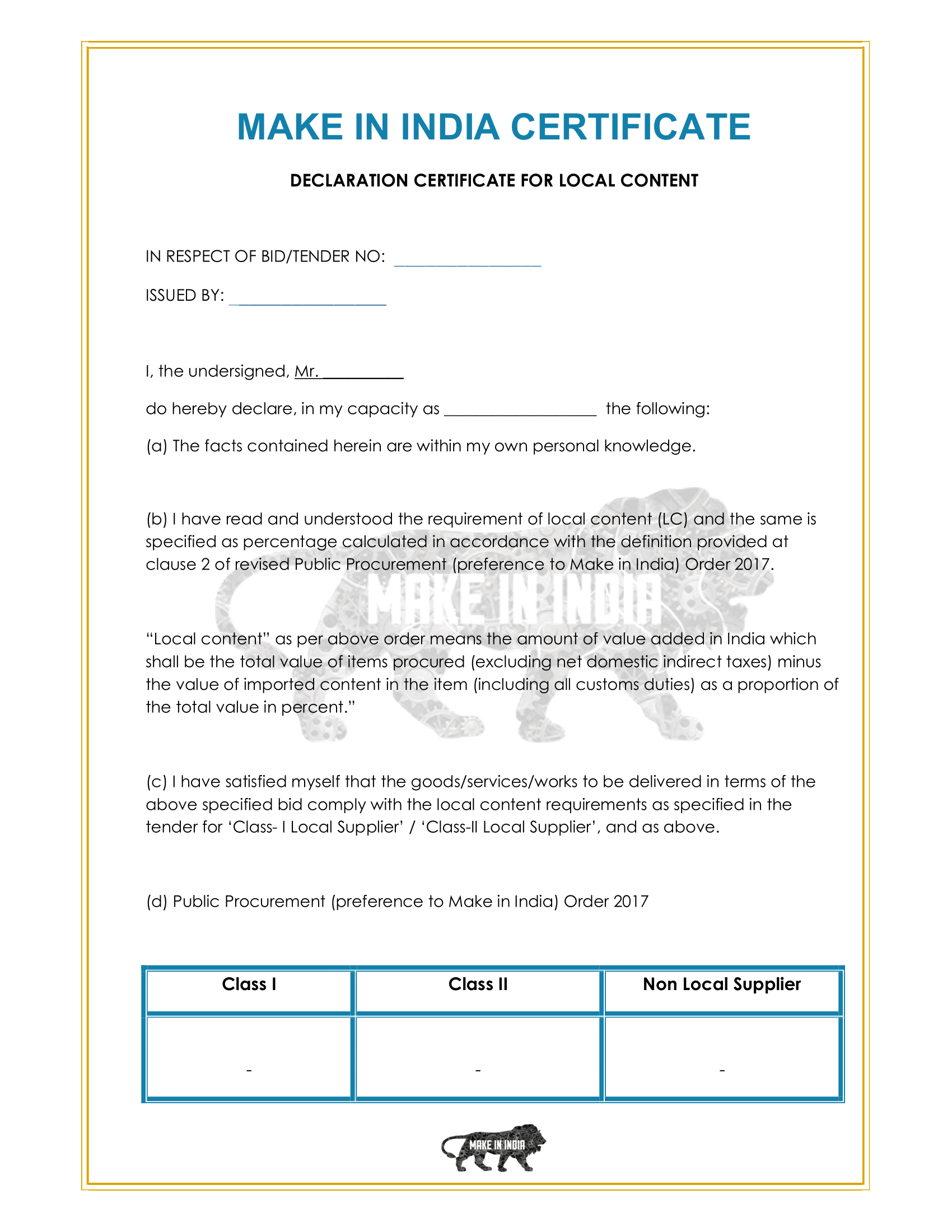 MII Certificate Page 1