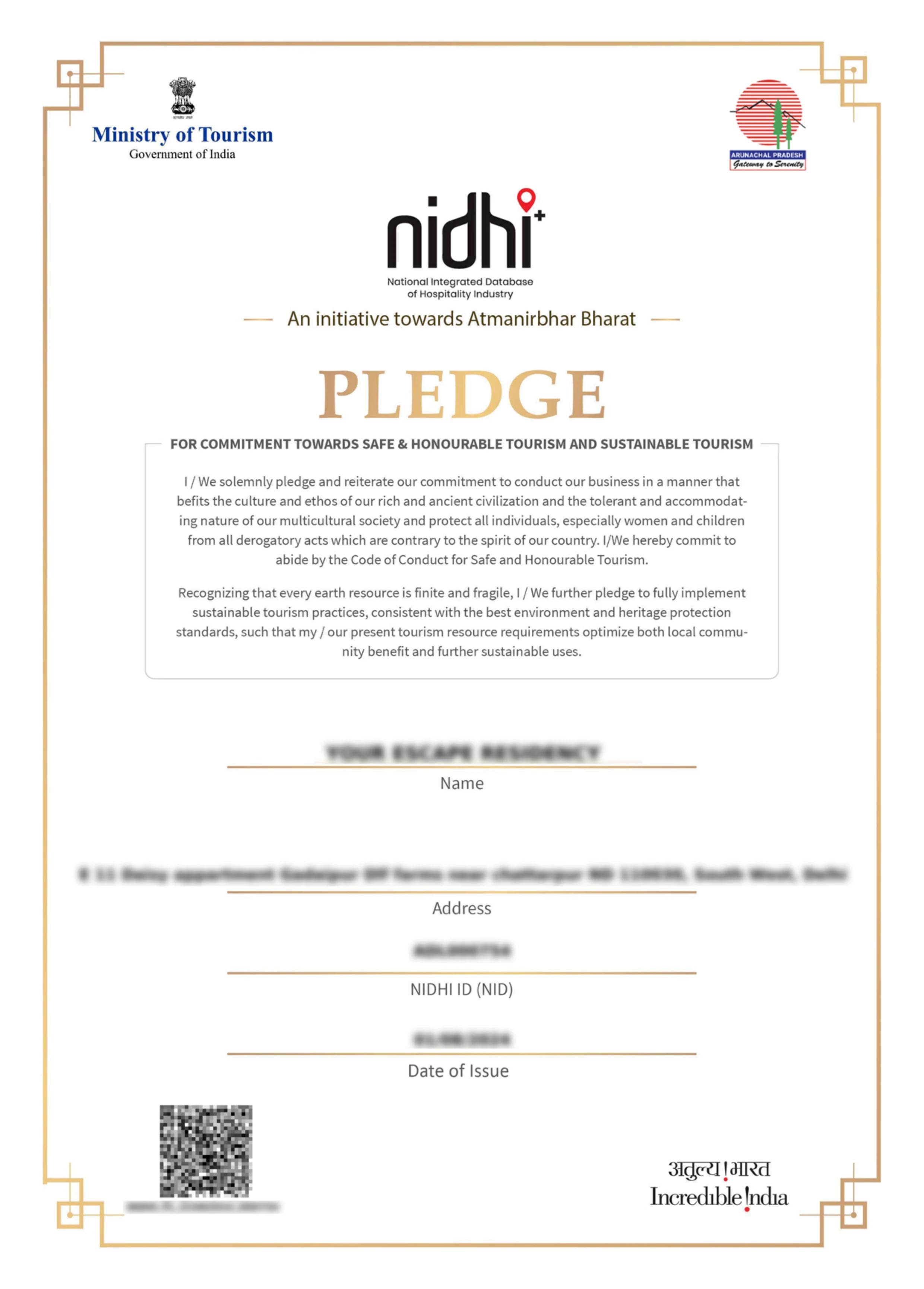 B&B Pledge Certificate