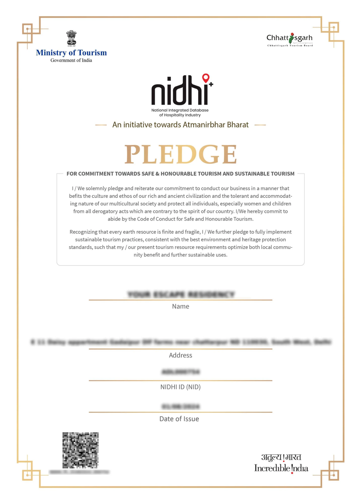 B&B Pledge Certificate