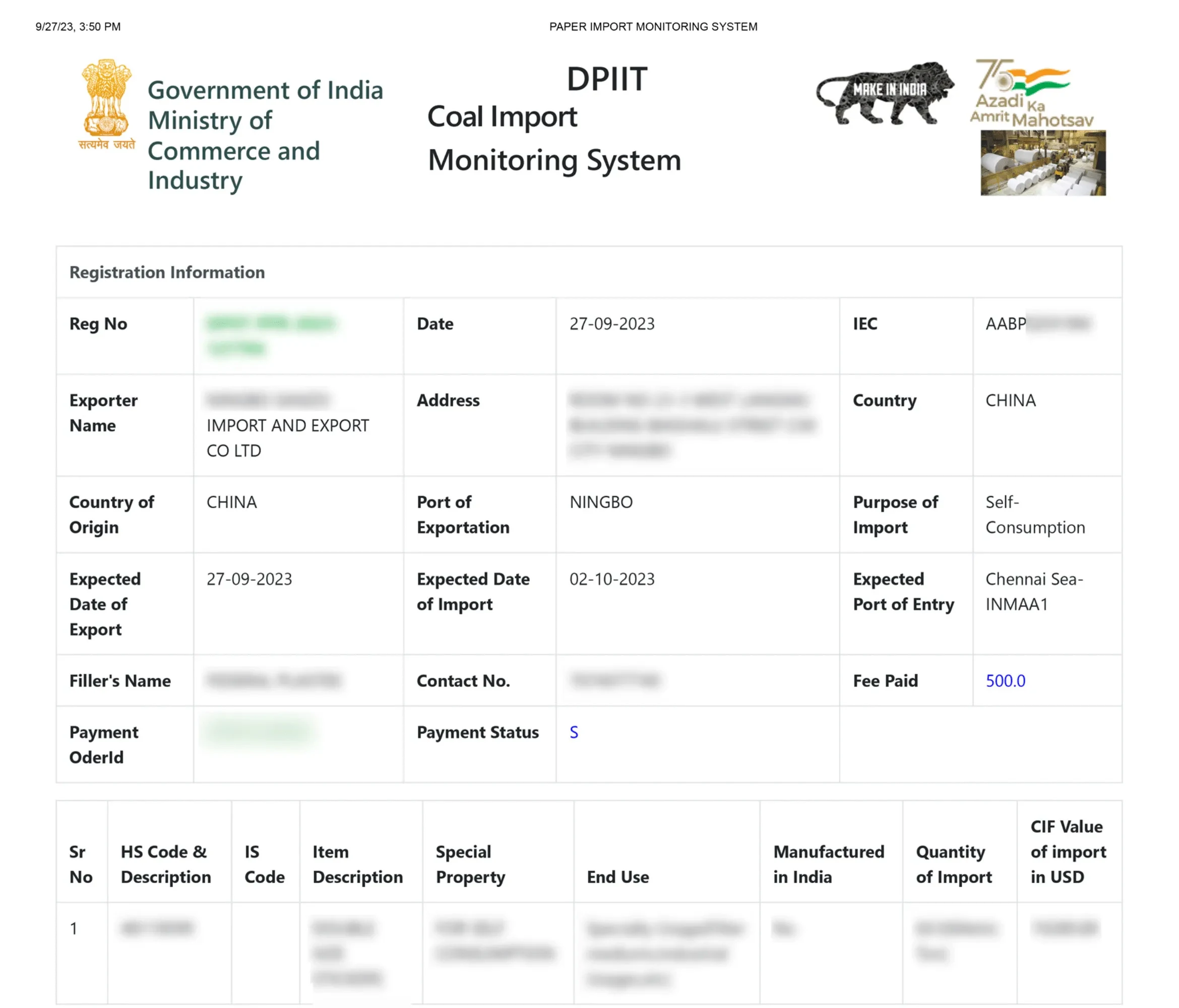 Coal Registration