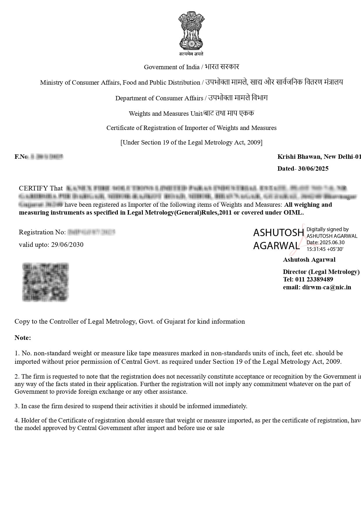 Weight & Measurement Sample