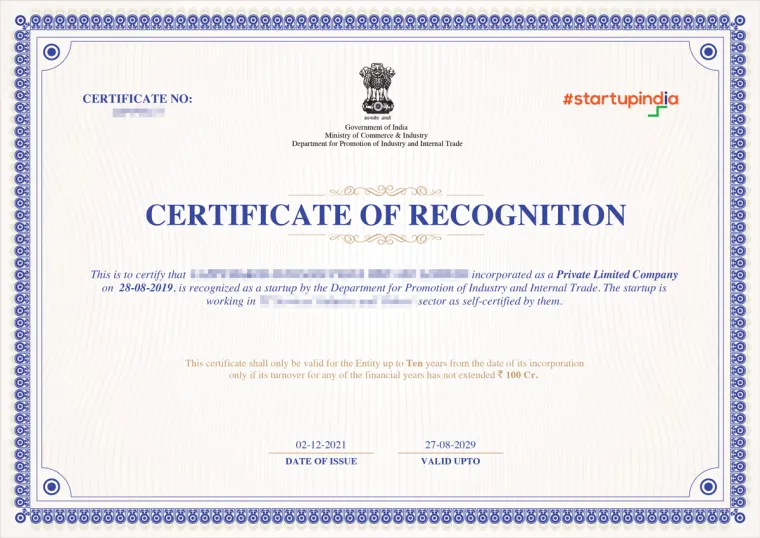 Startup India sample page