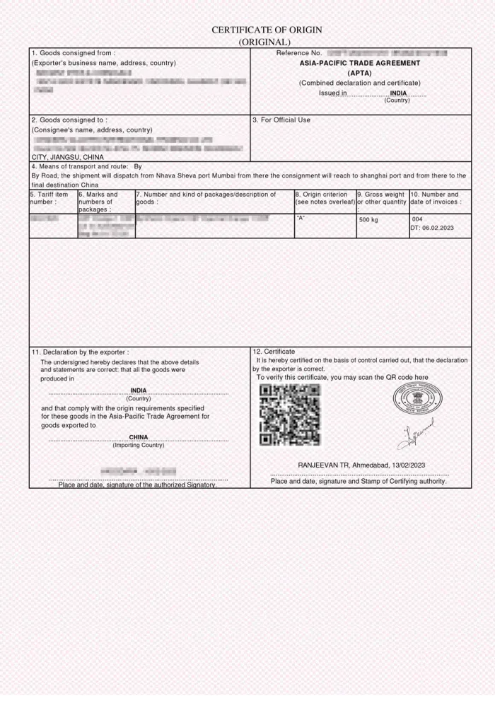 APTA Certificate Sample