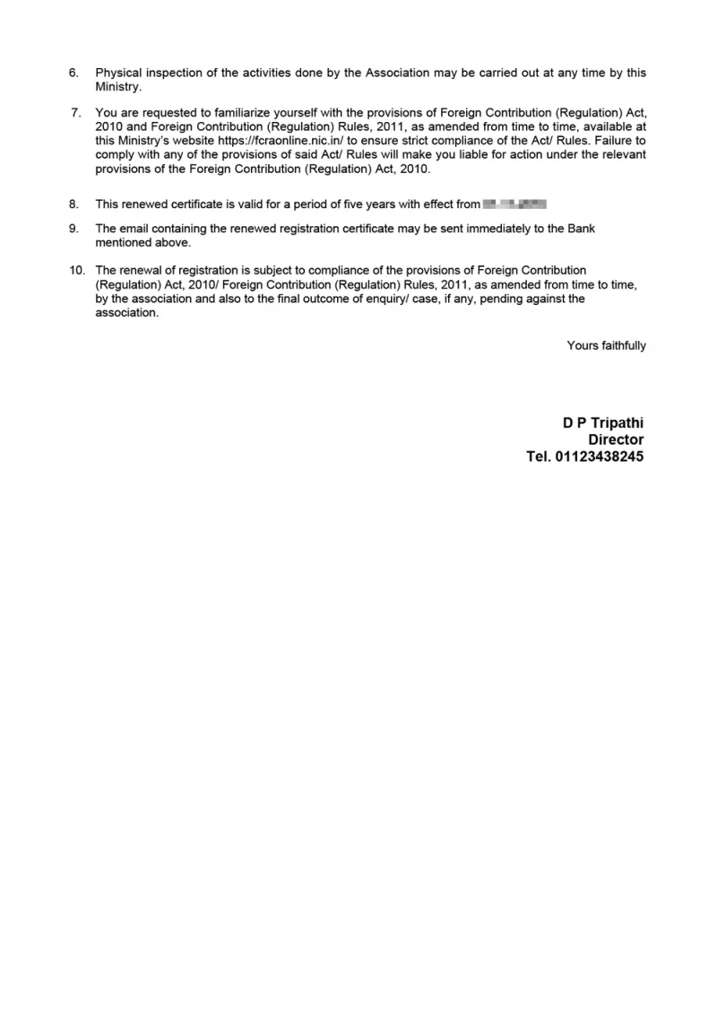 fcra registration certificate sample