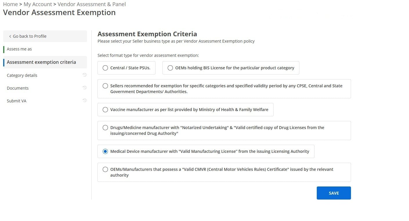 Exemption In Gem Vendor Assessment