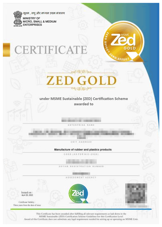 ZED golden certificate sample